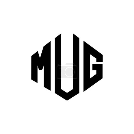 Téléchargez les illustrations : MUG lettre logo design avec forme de polygone. MUG polygone et forme de cube logo design. Modèle de logo vectoriel MUG hexagone blanc et noir. Monogramme MUG, logo commercial et immobilier. - en licence libre de droit