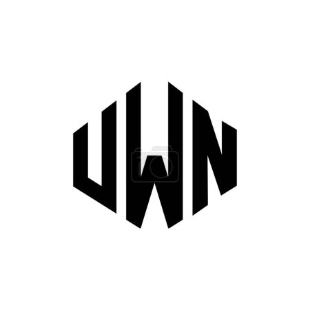 Illustration for UWN letter logo design with polygon shape. UWN polygon and cube shape logo design. UWN hexagon vector logo template white and black colors. UWN monogram, business and real estate logo. - Royalty Free Image