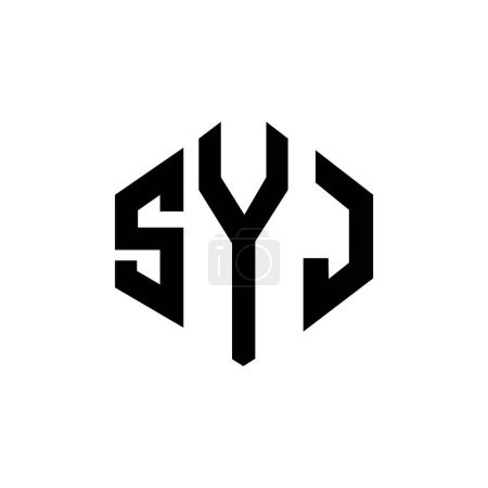Ilustración de SYJ letter logo design with polygon shape. SYJ polygon and cube shape logo design. SYJ hexagon vector logo template white and black colors. SYJ monogram, business and real estate logo. - Imagen libre de derechos