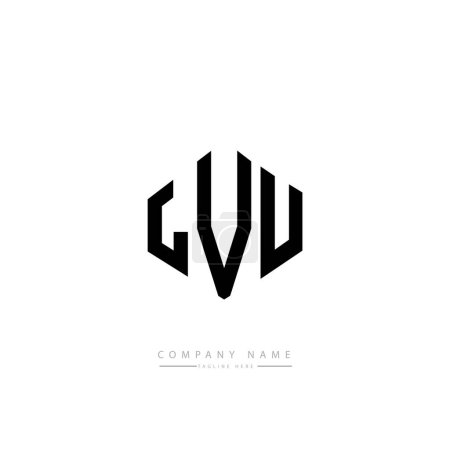 Illustration for LVU letters logo design with polygon shape.  vector logo template white and black colors. monogram, business and real estate logo. - Royalty Free Image
