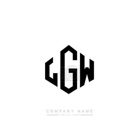Illustration for LGW letters logo design with polygon shape.  vector logo template white and black colors. monogram, business and real estate logo. - Royalty Free Image