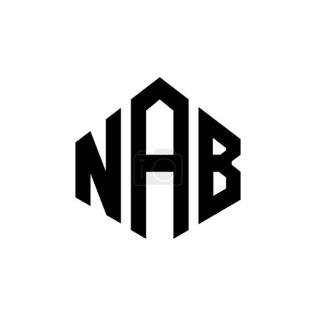 Illustration for NAB letter logo design with polygon shape. NAB polygon and cube shape logo design. NAB hexagon vector logo template white and black colors. NAB monogram, business and real estate logo. - Royalty Free Image