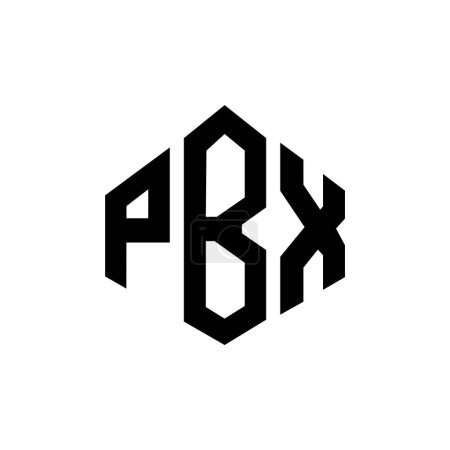 Ilustración de PBX letter logo design with polygon shape. PBX polygon and cube shape logo design. PBX hexagon vector logo template white and black colors. PBX monogram, business and real estate logo. - Imagen libre de derechos