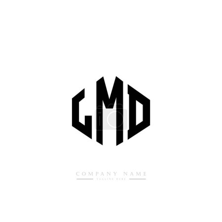 Illustration for LMD letters logo design with polygon shape.  vector logo template white and black colors. monogram, business and real estate logo. - Royalty Free Image