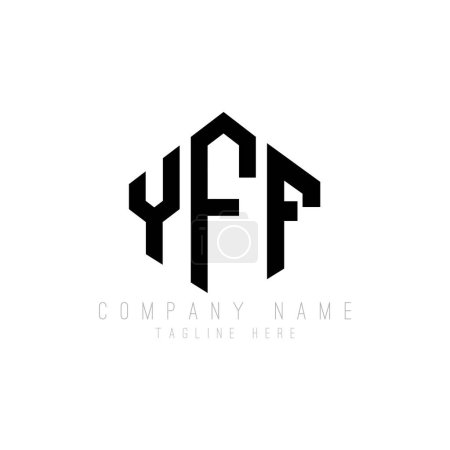 Illustration for YFF letter logo design with polygon shape. YFF polygon and cube shape logo design. YFF hexagon vector logo template white and black colors. YFF monogram, business and real estate logo. - Royalty Free Image