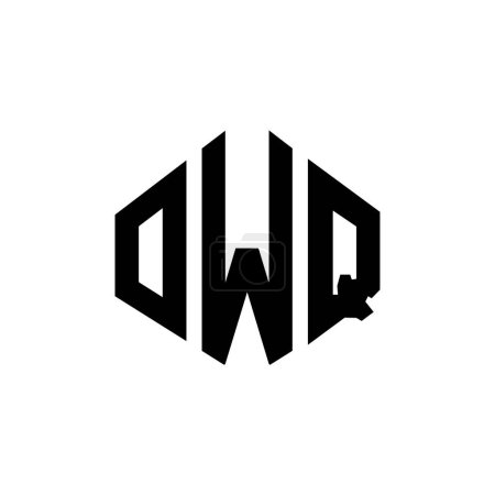 Ilustración de OWQ letter logo design with polygon shape. OWQ polygon and cube shape logo design. OWQ hexagon vector logo template white and black colors. OWQ monogram, business and real estate logo. - Imagen libre de derechos