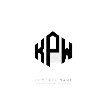 Illustration for KPW letters logo design with polygon shape.  vector logo template white and black colors. monogram, business and real estate logo. - Royalty Free Image