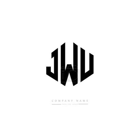 Illustration for JWU letter logo design with polygon shape. JWU polygon and cube shape logo design. JWU hexagon vector logo template white and black colors. JWU monogram, business and real estate logo. - Royalty Free Image