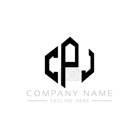 Illustration for CPJ letter logo design with polygon shape. CPJ polygon and cube shape logo design. CPJ hexagon vector logo template white and black colors. CPJ monogram, business and real estate logo. - Royalty Free Image
