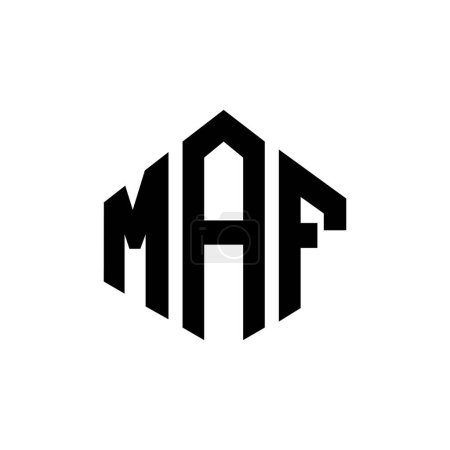 Ilustración de Diseño del logotipo de la letra MAF con forma de polígono. Diseño de logotipo en forma de polígono y cubo MAF. MAF hexágono vector logotipo plantilla blanco y negro colores. MAF monograma, negocio y logotipo de bienes raíces. - Imagen libre de derechos