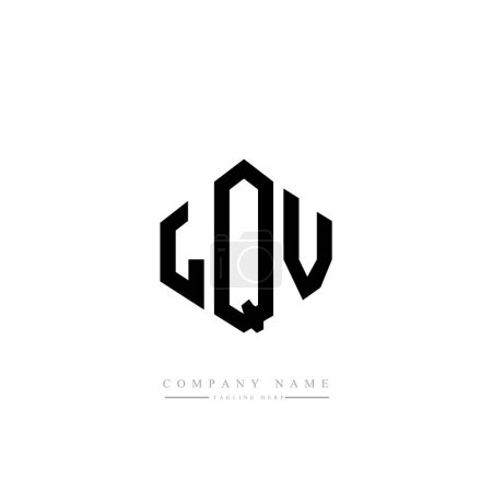 Illustration for LQV  letters logo design with polygon shape.  vector logo template white and black colors. monogram, business and real estate logo. - Royalty Free Image