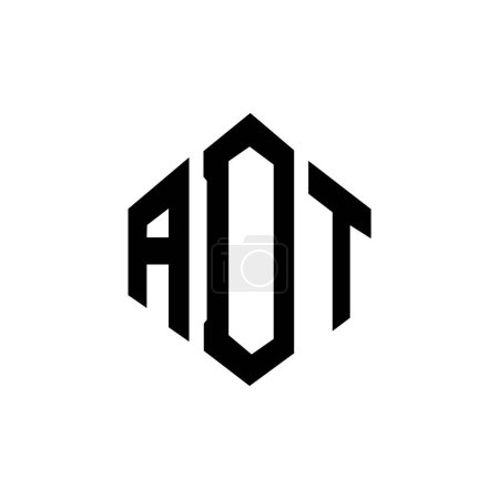 Ilustración de ADT letter logo design with polygon shape. ADT polygon and cube shape logo design. ADT hexagon vector logo template white and black colors. ADT monogram, business and real estate logo. - Imagen libre de derechos