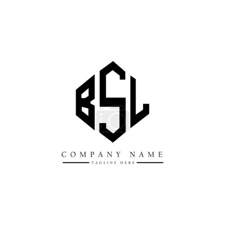 Illustration for BSL letter logo design with polygon shape. BSL polygon and cube shape logo design. BSL hexagon vector logo template white and black colors. BSL monogram, business and real estate logo. - Royalty Free Image