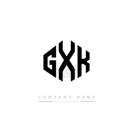Illustration for GXK  letters logo design with polygon shape.  vector logo template white and black colors. monogram, business and real estate logo. - Royalty Free Image