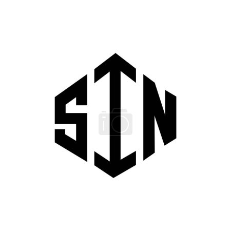 Illustration for SIN letter logo design with polygon shape. SIN polygon and cube shape logo design. SIN hexagon vector logo template white and black colors. SIN monogram, business and real estate logo. - Royalty Free Image