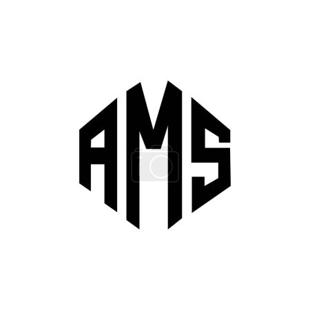 Ilustración de AMS letter logo design with polygon shape. AMS polygon and cube shape logo design. AMS hexagon vector logo template white and black colors. AMS monogram, business and real estate logo. - Imagen libre de derechos