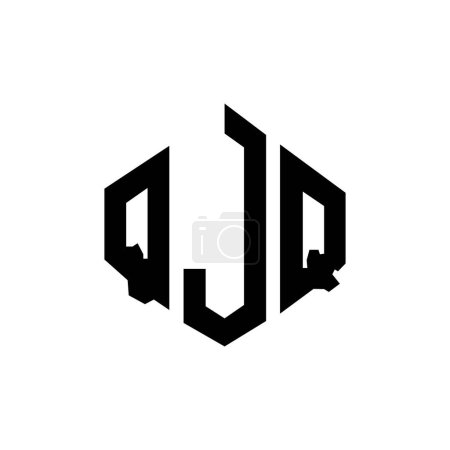 Ilustración de QJQ letter logo design with polygon shape. QJQ polygon and cube shape logo design. QJQ hexagon vector logo template white and black colors. QJQ monogram, business and real estate logo. - Imagen libre de derechos