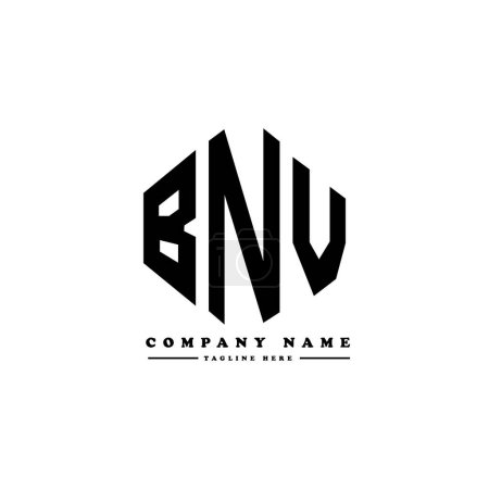 Ilustración de Diseño del logotipo de la letra BNV con forma de polígono. Diseño de logotipo de forma de polígono y cubo BNV. Plantilla de logotipo de vector hexágono BNV colores blanco y negro. Monograma de BNV, logotipo de negocios e inmuebles. - Imagen libre de derechos