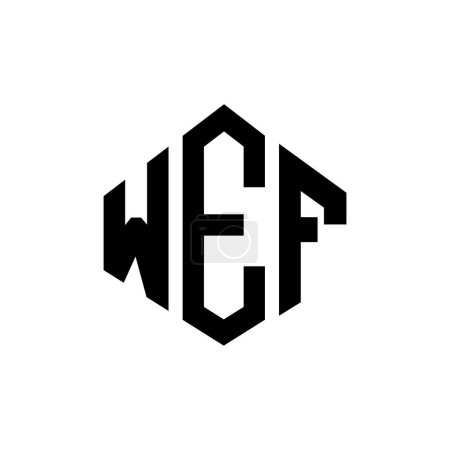 Illustration for WEF letter logo design with polygon shape. WEF polygon and cube shape logo design. WEF hexagon vector logo template white and black colors. WEF monogram, business and real estate logo. - Royalty Free Image