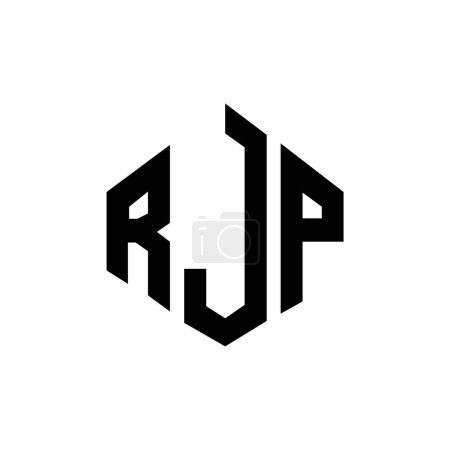 Illustration for RJP letter logo design with polygon shape. RJP polygon and cube shape logo design. RJP hexagon vector logo template white and black colors. RJP monogram, business and real estate logo. - Royalty Free Image