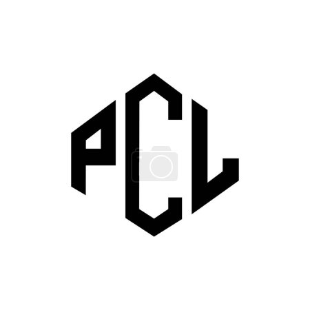 Illustration for PCL letter logo design with polygon shape. PCL polygon and cube shape logo design. PCL hexagon vector logo template white and black colors. PCL monogram, business and real estate logo. - Royalty Free Image