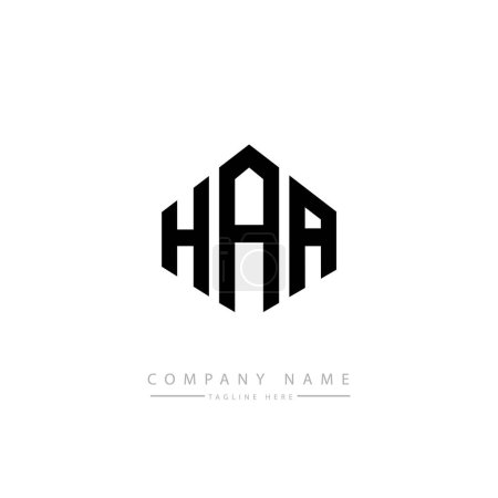 Téléchargez les illustrations : HAA letter logo design with polygon shape. HAA polygon and cube shape logo design. HAA hexagon vector logo template white and black colors. HAA monogram, business and real estate logo. - en licence libre de droit