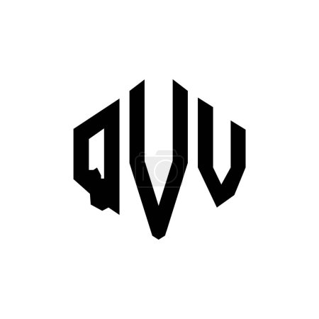 Illustration for QVV letter logo design with polygon shape. QVV polygon and cube shape logo design. QVV hexagon vector logo template white and black colors. QVV monogram, business and real estate logo. - Royalty Free Image