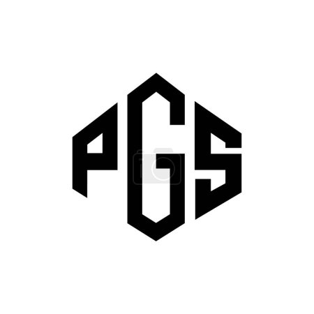 Téléchargez les illustrations : PGS lettre logo design avec forme de polygone. PGS polygone et forme de cube logo design. Modèle de logo vectoriel PGS hexagone couleurs blanches et noires. Monogramme PGS, logo commercial et immobilier. - en licence libre de droit