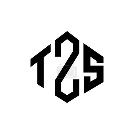Illustration for TZS letter logo design with polygon shape. TZS polygon and cube shape logo design. TZS hexagon vector logo template white and black colors. TZS monogram, business and real estate logo. - Royalty Free Image