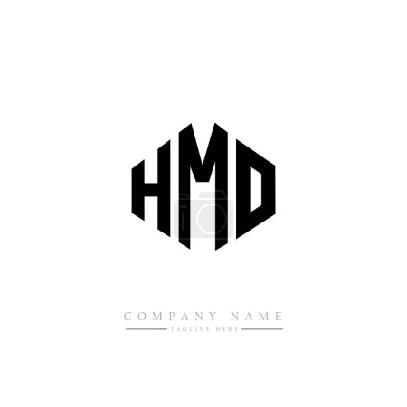 Illustration for HMO letter logo design with polygon shape. HMO polygon and cube shape logo design. HMO hexagon vector logo template white and black colors. HMO monogram, business and real estate logo. - Royalty Free Image