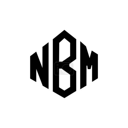 Illustration for NBM letter logo design with polygon shape. NBM polygon and cube shape logo design. NBM hexagon vector logo template white and black colors. NBM monogram, business and real estate logo. - Royalty Free Image