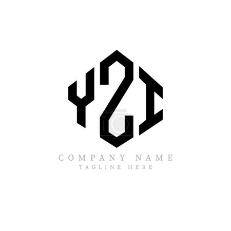 Illustration for YZI letter logo design with polygon shape. YZI polygon and cube shape logo design. YZI hexagon vector logo template white and black colors. YZI monogram, business and real estate logo. - Royalty Free Image