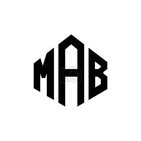 Téléchargez les illustrations : MAB lettre logo design avec forme de polygone. MAB polygone et cube forme logo design. Modèle de logo vectoriel MAB hexagone blanc et noir. Monogramme MAB, logo commercial et immobilier. - en licence libre de droit
