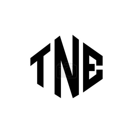 Illustration for TNE letter logo design with polygon shape. TNE polygon and cube shape logo design. TNE hexagon vector logo template white and black colors. TNE monogram, business and real estate logo. - Royalty Free Image