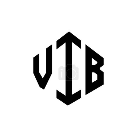 Ilustración de Diseño del logotipo de la letra VIB con forma de polígono. Diseño de logotipo en forma de polígono y cubo VIB. Plantilla de logotipo de hexágono VIB colores blanco y negro. Monograma VIB, logotipo de negocios e inmuebles. - Imagen libre de derechos