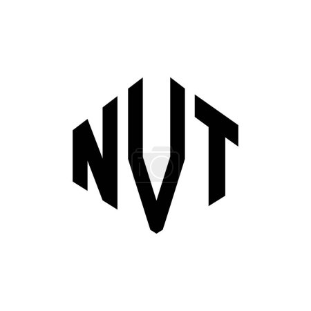 Illustration for NVT letter logo design with polygon shape. NVT polygon and cube shape logo design. NVT hexagon vector logo template white and black colors. NVT monogram, business and real estate logo. - Royalty Free Image