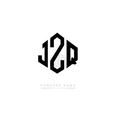 Ilustración de JZQ letter logo design with polygon shape. JZQ polygon and cube shape logo design. JZQ hexagon vector logo template white and black colors. JZQ monogram, business and real estate logo. - Imagen libre de derechos