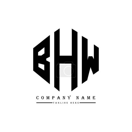 Illustration for BHW letter logo design with polygon shape. BHW polygon and cube shape logo design. BHW hexagon vector logo template white and black colors. BHW monogram, business and real estate logo. - Royalty Free Image