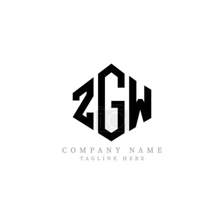 Ilustración de ZGW letter logo design with polygon shape. ZGW polygon and cube shape logo design. ZGW hexagon vector logo template white and black colors. ZGW monogram, business and real estate logo. - Imagen libre de derechos
