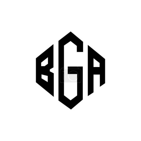 Illustration for BGA letter logo design with polygon shape. BGA polygon and cube shape logo design. BGA hexagon vector logo template white and black colors. BGA monogram, business and real estate logo. - Royalty Free Image
