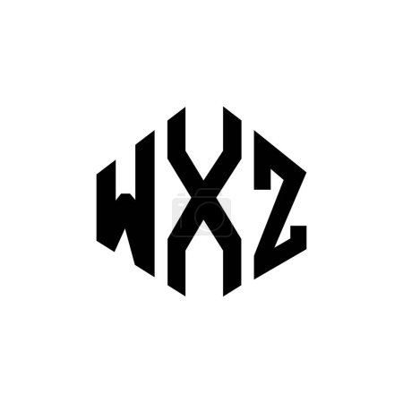 Ilustración de WXZ letter logo design with polygon shape. WXZ polygon and cube shape logo design. WXZ hexagon vector logo template white and black colors. WXZ monogram, business and real estate logo. - Imagen libre de derechos