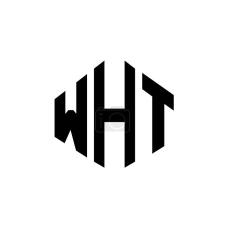 Ilustración de WHT letter logo design with polygon shape. WHT polygon and cube shape logo design. WHT hexagon vector logo template white and black colors. WHT monogram, business and real estate logo. - Imagen libre de derechos