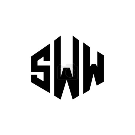 Illustration for SWW letter logo design with polygon shape. SWW polygon and cube shape logo design. SWW hexagon vector logo template white and black colors. SWW monogram, business and real estate logo. - Royalty Free Image