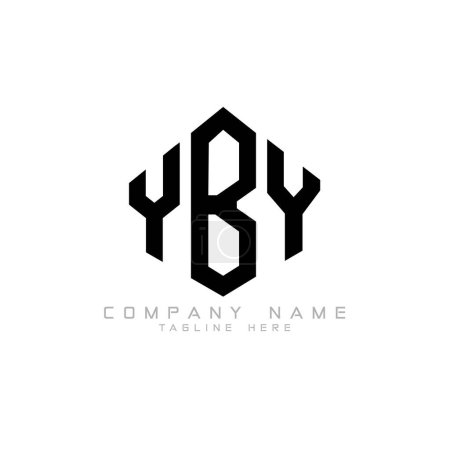 Illustration for YBY letter logo design with polygon shape. YBY polygon and cube shape logo design. YBY hexagon vector logo template white and black colors. YBY monogram, business and real estate logo. - Royalty Free Image