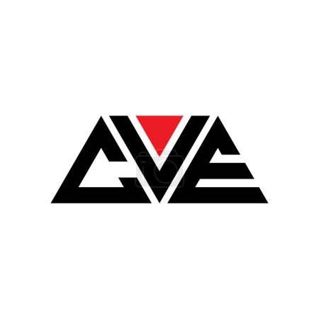 Illustration for CVE triangle letter logo design with triangle shape. CVE triangle logo design monogram. CVE triangle vector logo template with red color. CVE triangular logo Simple, Elegant, and Luxurious Logo. CVE - Royalty Free Image