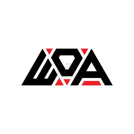 Illustration for WOA triangle letter logo design with triangle shape. WOA triangle logo design monogram. WOA triangle vector logo template with red color. WOA triangular logo Simple, Elegant, and Luxurious Logo. WOA - Royalty Free Image