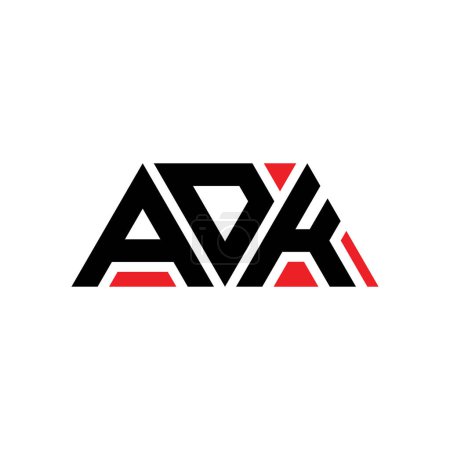 Ilustración de Diseño del logotipo de letra triángulo ADK con forma de triángulo. Monograma de diseño del logotipo del triángulo ADK. Plantilla de logotipo de triángulo ADK con color rojo. Logo triangular ADK Logotipo simple, elegante y lujoso. ADK - Imagen libre de derechos