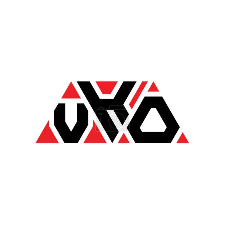 Illustration for VKO triangle letter logo design with triangle shape. VKO triangle logo design monogram. VKO triangle vector logo template with red color. VKO triangular logo Simple, Elegant, and Luxurious Logo. VKO - Royalty Free Image