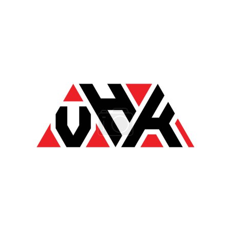 Ilustración de Diseño del logotipo de la letra del triángulo VHK con forma de triángulo. Monograma de diseño del logotipo del triángulo VHK. Plantilla de logotipo de vector de triángulo VHK con color rojo. Logotipo triangular VHK Logotipo simple, elegante y lujoso. VHK - Imagen libre de derechos