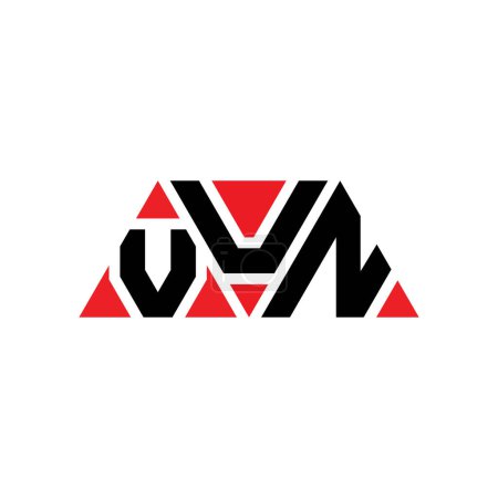 Illustration for VUN triangle letter logo design with triangle shape. VUN triangle logo design monogram. VUN triangle vector logo template with red color. VUN triangular logo Simple, Elegant, and Luxurious Logo. VUN - Royalty Free Image